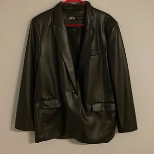 Zara Black Leather Blazer